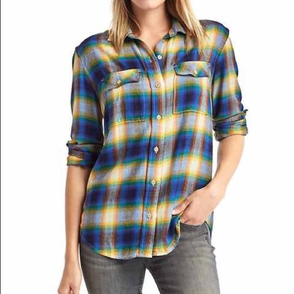 GAP Tops - GAP x Pendleton Boyfriend 2 Pocket Flannel Plaid